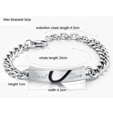 Love Couple Bracelets Stainless Steel Heart Puzzle Wedding Jewelry