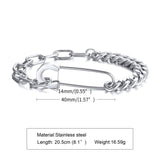 Stainless Steel Safety Pin Half Cuban Chain Bracelet for Men