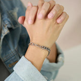 Stainless Steel Safety Pin Half Cuban Chain Bracelet for Men