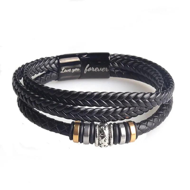 Ethnic Leather Bangle Bracelet for Men Multilayer Couples Hands Gift