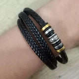 Ethnic Leather Bangle Bracelet for Men Multilayer Couples Hands Gift