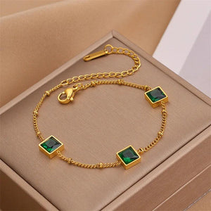316L Stainless Steel Crystal Charms Bracelet For Women Girls