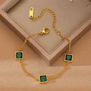 316L Stainless Steel Crystal Charms Bracelet For Women Girls