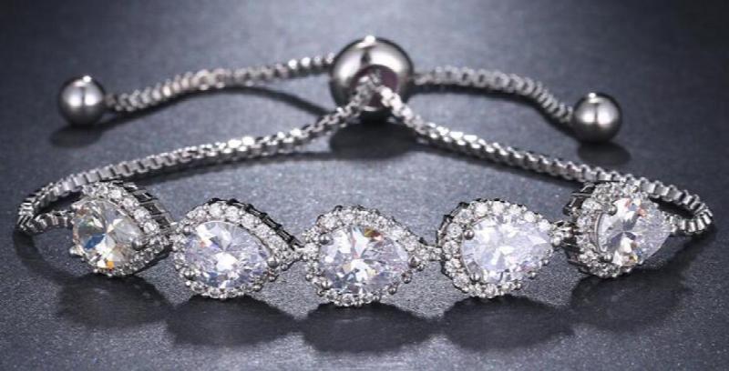 Water Drop Crystal Zircon Bracelet Elegant Wedding Gift