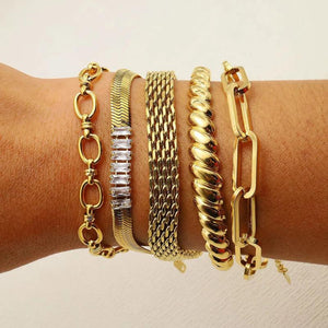 Stainless Steel Croissant Cuff Bangle Bracelet
