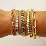 Stainless Steel Croissant Cuff Bangle Bracelet