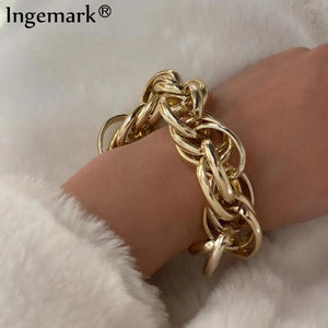 Punk Chunky Chain Bracelets for Women Men Hand Jewelry