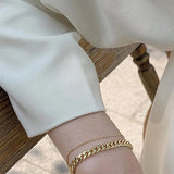 Double Layer Lock Chain Bracelet Geometric Golden French Jewelry