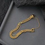 Double Layer Lock Chain Bracelet Geometric Golden French Jewelry