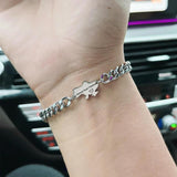 Ukraine Map Inscription Bracelet Set - Titanium Charm Pendant