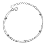 Double Layer Light Bead Bracelet for Women Glossy Snake Bone Chain Bracelets