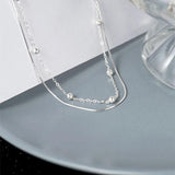 Double Layer Light Bead Bracelet for Women Glossy Snake Bone Chain Bracelets