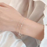 Double Layer Light Bead Bracelet for Women Glossy Snake Bone Chain Bracelets