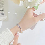 Zircon Beaded Bracelet Half Pearl Half Titanium Steel