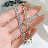 Zircon Beaded Bracelet Half Pearl Half Titanium Steel