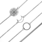 Vintage Alloy Bracelet Set Moon Compass Circle Ethnic Elephant Bangle