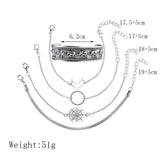 Vintage Alloy Bracelet Set Moon Compass Circle Ethnic Elephant Bangle