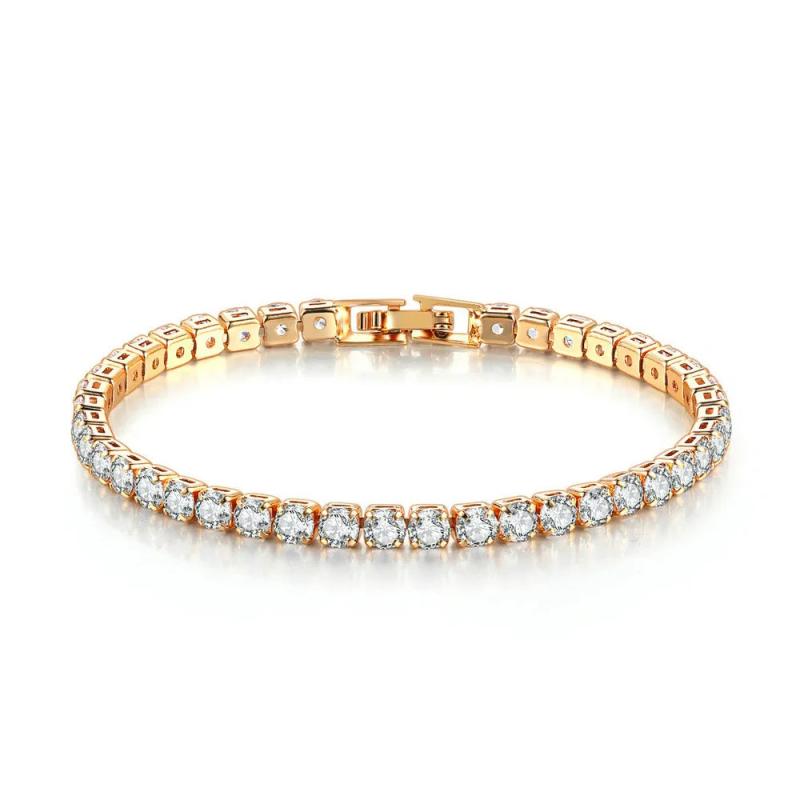 Rose Silver Bracelet with Zircon Stone for Women