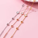 Stainless Steel Flower Charm Chain Link Bracelet for Women