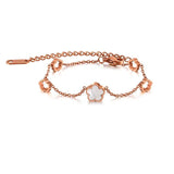 Stainless Steel Flower Charm Chain Link Bracelet for Women