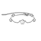 Stainless Steel Flower Charm Chain Link Bracelet for Women