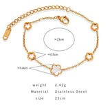 Stainless Steel Flower Charm Chain Link Bracelet for Women