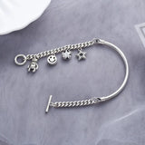 Vintage Little Bear Smile Star Pendant Thai Silver Bracelet Charm