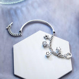Vintage Little Bear Smile Star Pendant Thai Silver Bracelet Charm