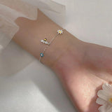 Silver Flower Bee Bracelet Zircon Chain Sweet