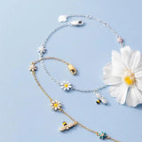 Silver Flower Bee Bracelet Zircon Chain Sweet