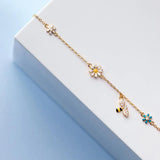 Silver Flower Bee Bracelet Zircon Chain Sweet