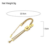 Stainless Steel Belt Buckle Bracelet Multilayer Chain Adjustable for Women