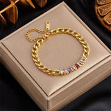 316L Stainless Steel Square Zircon Bracelet Women Wrist Jewelry