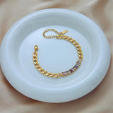316L Stainless Steel Square Zircon Bracelet Women Wrist Jewelry