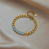 316L Stainless Steel Square Zircon Bracelet Women Wrist Jewelry