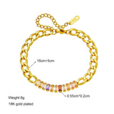 316L Stainless Steel Square Zircon Bracelet Women Wrist Jewelry