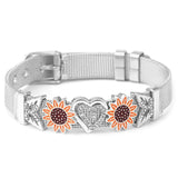 Stainless Steel Sunflower Love Beads Bracelet