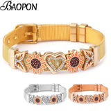 Stainless Steel Sunflower Love Beads Bracelet