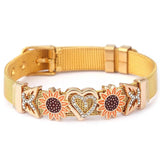 Stainless Steel Sunflower Love Beads Bracelet