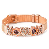 Stainless Steel Sunflower Love Beads Bracelet
