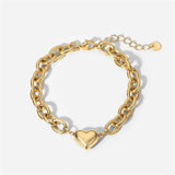 Stainless Steel Heart Pendant Bracelet Women Charm Heart-shaped Bracelet