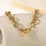Stainless Steel Heart Pendant Bracelet Women Charm Heart-shaped Bracelet