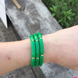 Bohemian Acrylic Bamboo Bracelet Set for Women - 3Pcs Elastic Bangles