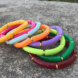 Bohemian Acrylic Bamboo Bracelet Set for Women - 3Pcs Elastic Bangles