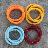Bohemian Acrylic Bamboo Bracelet Set for Women - 3Pcs Elastic Bangles