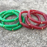 Bohemian Acrylic Bamboo Bracelet Set for Women - 3Pcs Elastic Bangles