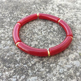 Bohemian Acrylic Bamboo Bracelet Set for Women - 3Pcs Elastic Bangles