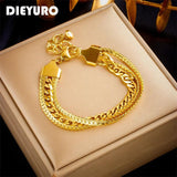 316L Stainless Steel Multi-Layer Chain Bracelet for Women Girl Bangles Non-fadin
