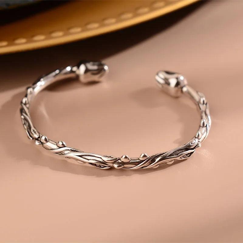 Silver Rose Flower Bracelet Punk Jewelry for Women