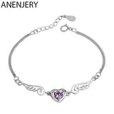Silver Zircon Angel Wings Heart Bracelet for Women